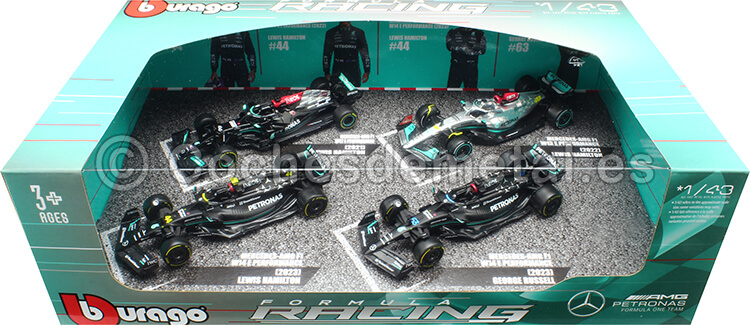 2021 2022 2023 Set 4 Mercedes-AMG F1 W13 W14 W15 Lewis Hamilton / George Russell 1:43 Bburago 18-38093