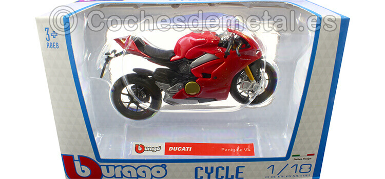 2023 Ducati Panigale V4 Roja/Gris/Negra 1:18 Bburago 51000