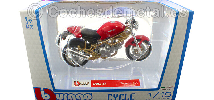 1992 Ducati Monster 900 Roja/Dorada 1:18 Bburago 51000