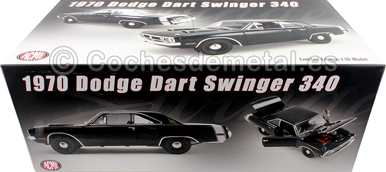 1970 Dodge Dart Swinger 340 Hardtop Negro 1:18 ACME GMP A1806407