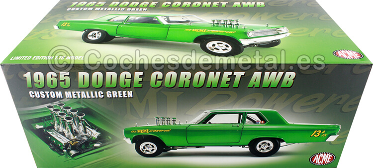 1965 Dodge Coronet AWB HEMI Verde 1.18 GMP ACME A1806507