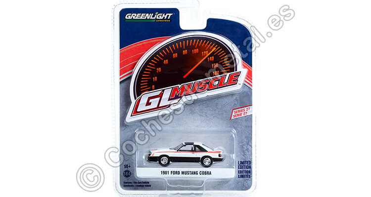 1981 Ford Mustang Cobra GL Muscle Series 27 Blanco/Negro 1:64 Greenlight 13320D