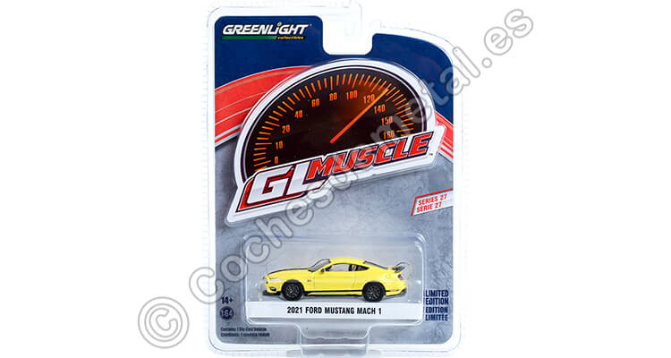 2021 Ford Mustang Mach 1 GL Muscle Series 27 Amarillo/Negro 1:64 Greenlight 13320F