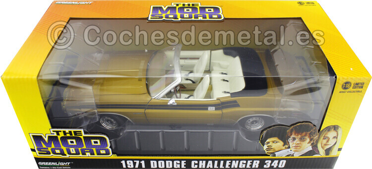 1971 Dodge Challenger 340 Convertible The Mod Squad Metallic Gold 1.18 GreenLight 13566