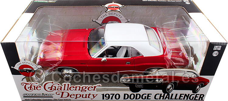 1970 Dodge Challenger The Challenger Deputy Rojo/Blanco 1:18 Greenlight 13618