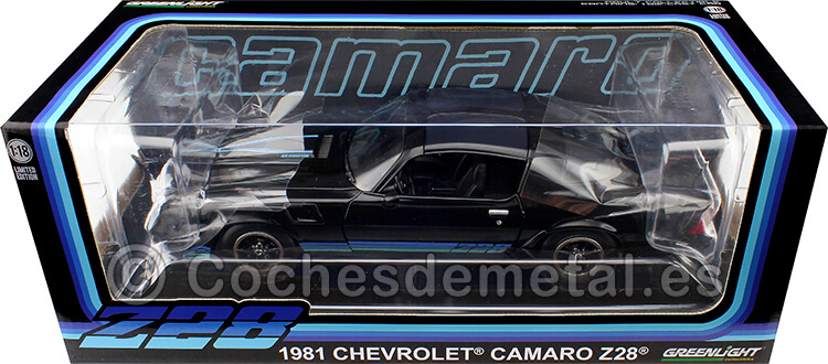 1981 Chevrolet Camaro Z/28 Negro/Azul 1:18 Greenlight 13635