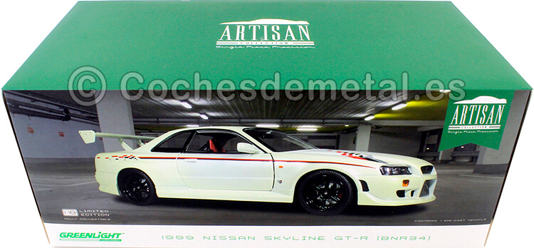 1999 Nissan Skyline GT-R R34 Nismo Blanco Perla 1:18 Greenlight 19049