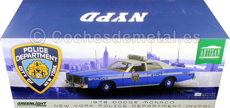 1978 Dodge Monaco Police NYPD Azul/Blanco 1:18 Greenlight Artisan 19132