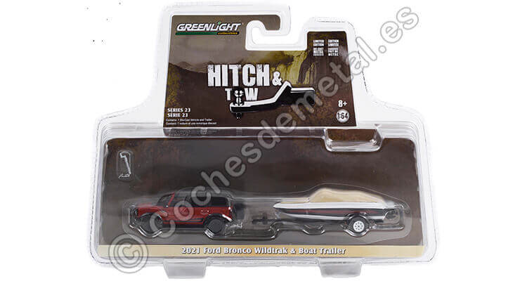 2021 Ford Bronco Wildtrack + Remolque con Lancha Hitch & Tow Series 23 1:64 Greenlight 32230D