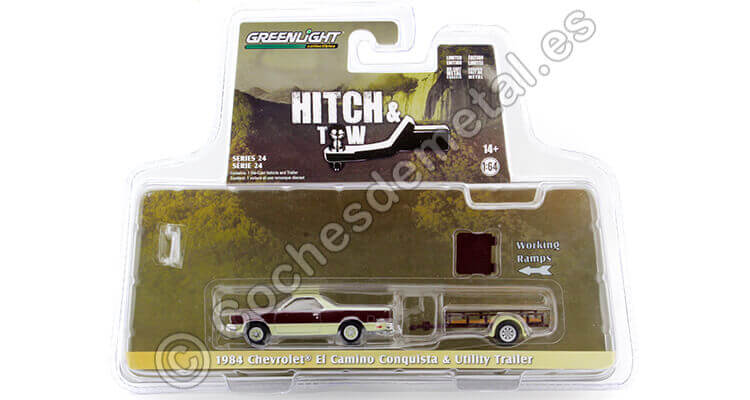 1984 Chevrolet El Camino + Remolque Hitch & Tow Series 24 1:64 Greenlight 32240B