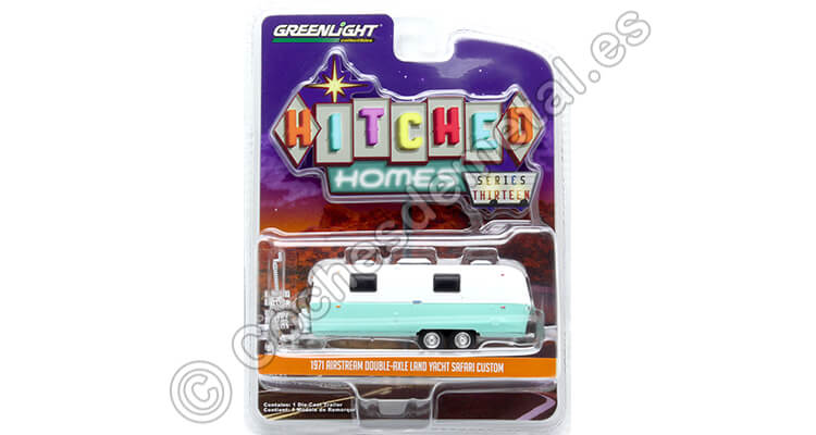 1971 Caravana Airstream Double-Axle Hitched Homes Series 13 Blanco/Azul 1:64 Greenlight 34130D