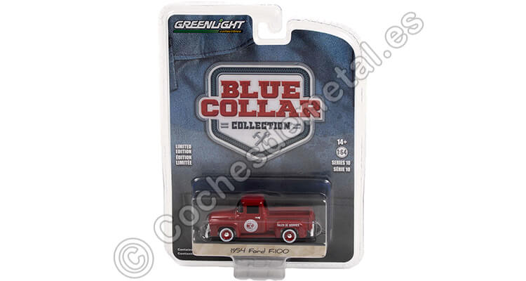 1954 Ford F-100 Servicio Indian Blue Collar Collection Series 10 1:64 Greenlight 35220A