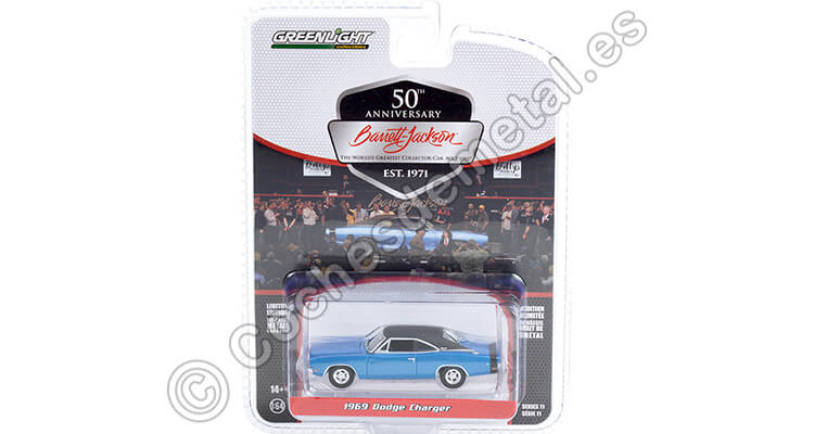 1969 Dodge Charger Barrett Jackson Series 11 Azul/Negro 1:64 Greenlight 37270B