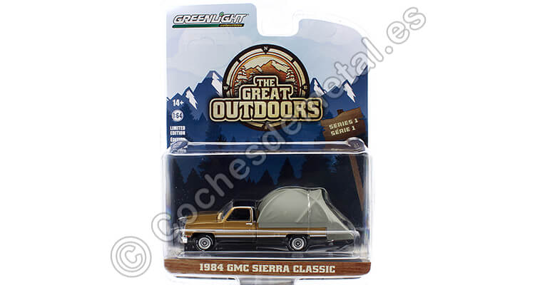 1984 GMC Sierra Classic + Carpa Moderna The Great Outdoors Series 1 1:64 Greenlight 38010C