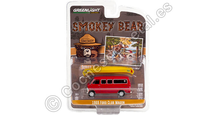 1969 Ford Club Wagon Con Canoa Smokey Bear Series 1 1:64 Greenlight 38020D