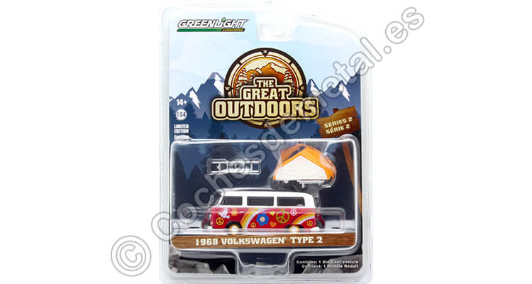 1968 Volkswagen Type 2 Peace and Love The Great Outdoors Series 2 1:64 Greenlight 38030A