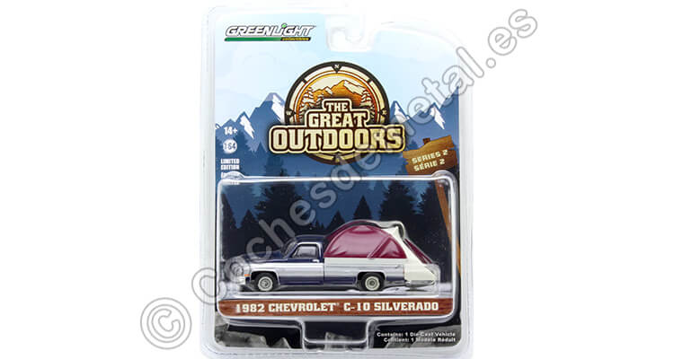 1982 Chevrolet C-10 Silverado The Great Outdoors Series 2 Azul/Plateado 1:64 Greenlight 38030D