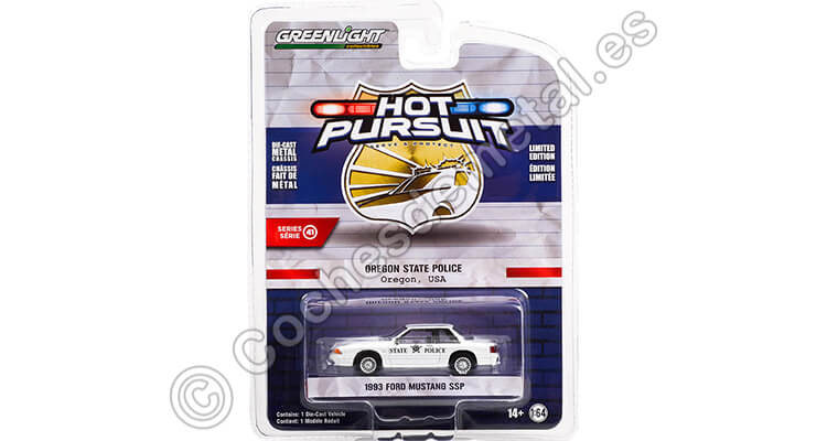 1993 Ford Mustang SSP Oregon State Police Hot Pursuit series 41 1:64 Greenlight 42990B