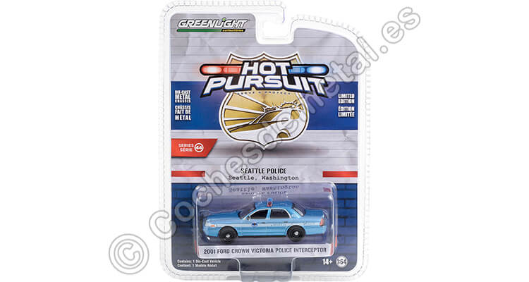 2001 Ford Crown Victoria Police Interceptor Hot Pursuit Series 44 1:64 Greenlight 43020D