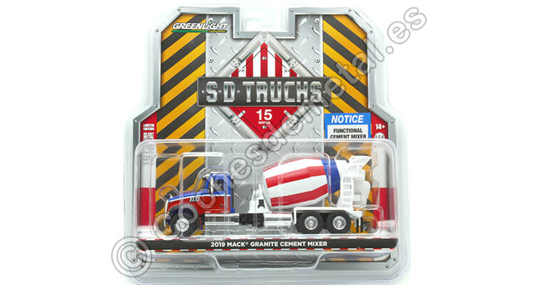 2019 Camión Granite 64FR Hormigonera Super Duty Trucks Series 15 Blanco/Rojo/Azul 1:64 Greenlight 45150C