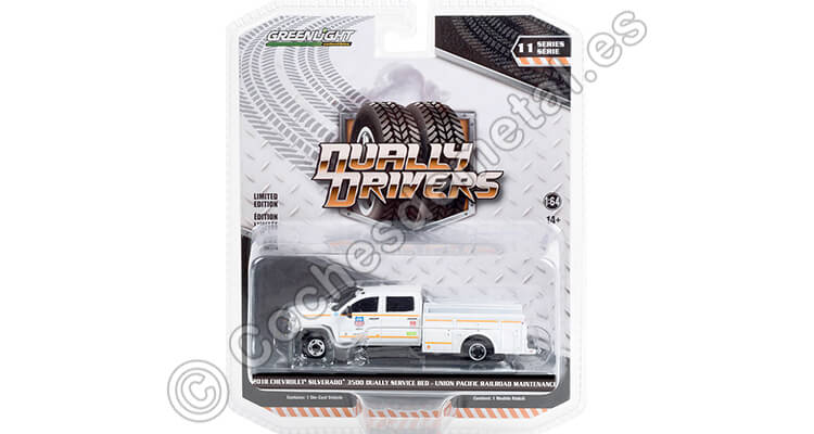 2018 Chevrolet Silverado 3500 Mantenimiento de Carreteras Union Pacific Dually Drivers Series 11 1:64 Greenlight 46110C