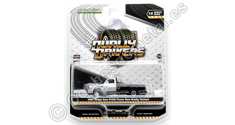 1985 Dodge Ram W350 Power Ram Dually Drivers Series 12 Plateado/Negro 1:64 Greenlight 46120B