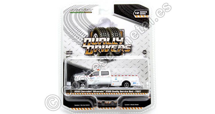 2018 Chevrolet Silverado 3500 Departamento de Transportes de Florida (FDOT) Dually Drivers Series 12 Blanco 1:64 Greenlight 46120D