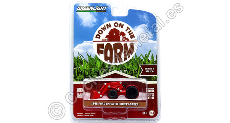 1948 Tractor Ford 8N con Pala Frontal Down on the Farm Series 6 Rojo 1:64 Greenlight 48060A