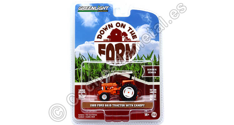 1989 Tractor Ford 6610 Techado Down on the Farm Series 6 Naranja/Blanco 1:64 Greenlight 48060E