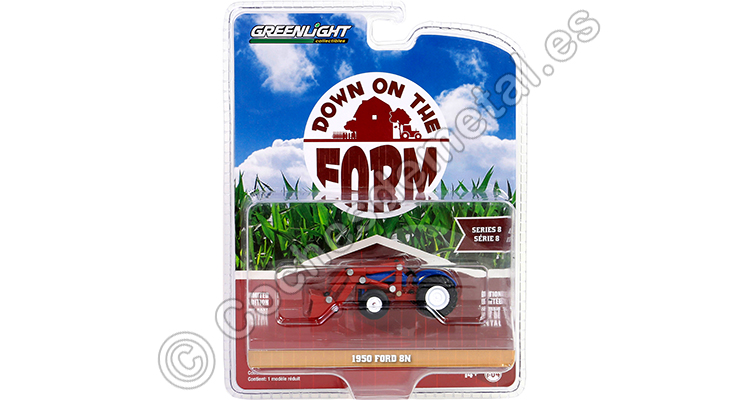 1950 Tractor Ford 8N con Pala Frontal Down on the Farm Series 8 Rojo/Azul 1:64 Greenlight 48080A