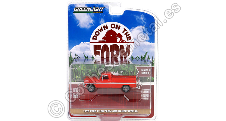 1970 Ford F-100 Farm & Ranch Special Down on the Farm Series 8 Rojo 1:64 Greenlight 48080B