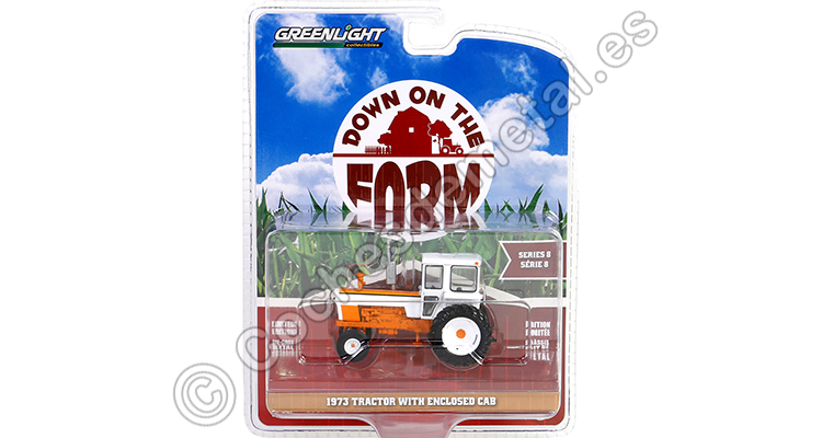 1973 Oliver 1555 Cerrado Down on the Farm Series 8 Blanco/Naranja 1:64 Greenlight 48080C