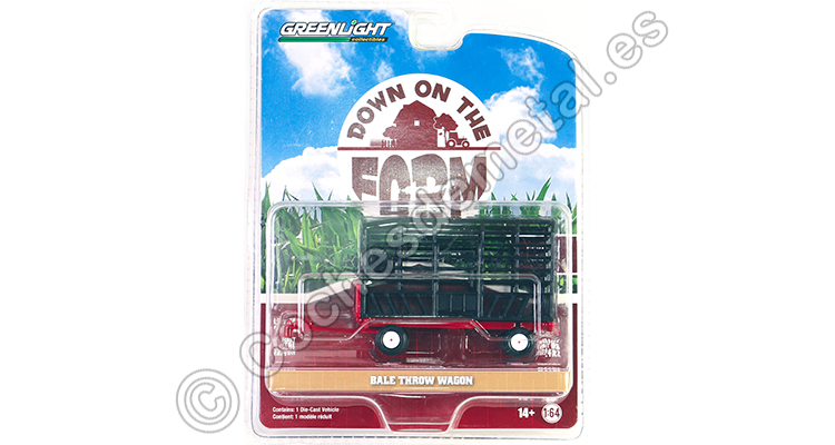 1980 Remolque para Fardos Down on the Farm Series 8 Rojo/Negro 1:64 Greenlight 48080F