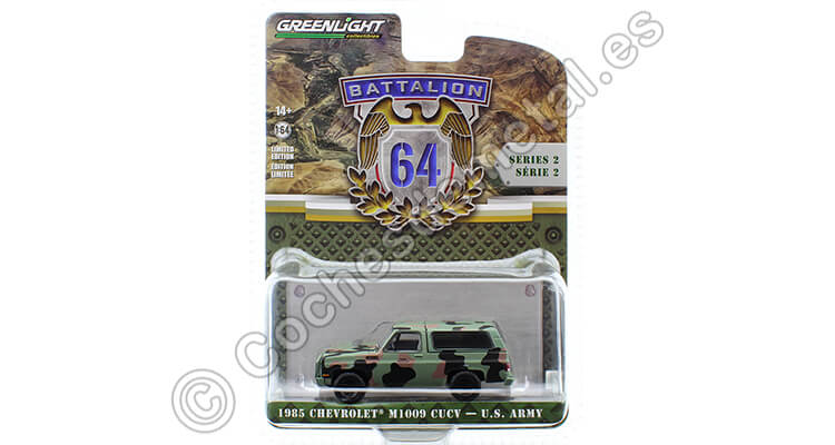 1985 Chevrolet M1009 CUCV U.S. Army Battalion 64 Series 2 Camuflaje 1:64 Greenlight 61020E