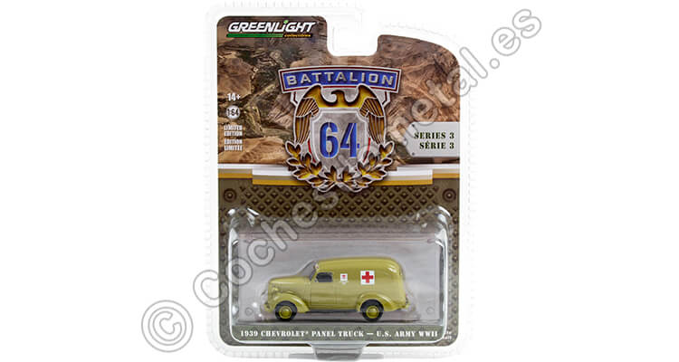 1939 Chevrolet Panel Truck Ambulancia Armada Americana Battalion 64 Series 3 1:64 Greenlight 61030A