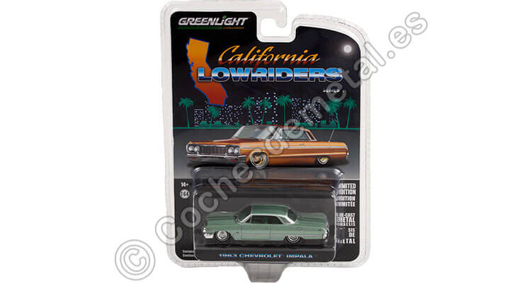 1963 Chevrolet Impala Lowrider in Custom Light Green California Lowriders Series 1 1:64 Greenlight 63010B