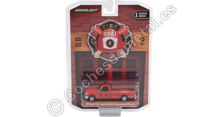 1992 Ford F-350 Pickup Truck Bomberos de Massachusetts Fire & Rescue Series 1 1:64 Greenlight 67010B