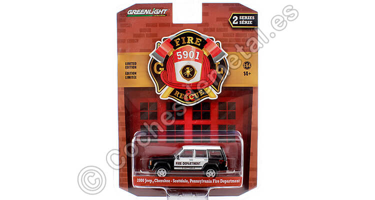 2000 Jeep Cherokee/Scottdale Bomberos Pennsylvania Fire & Rescue Series 2 1:64 Greenlight 67020D