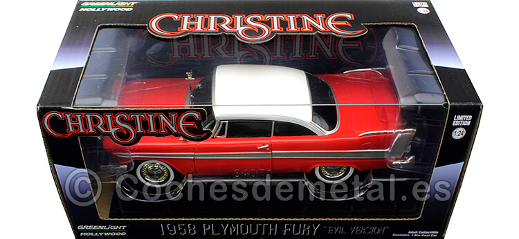 1958 Plymouth Fury Christine Versión Malvado Rojo/Blanco 1:24 Greenlight 84082