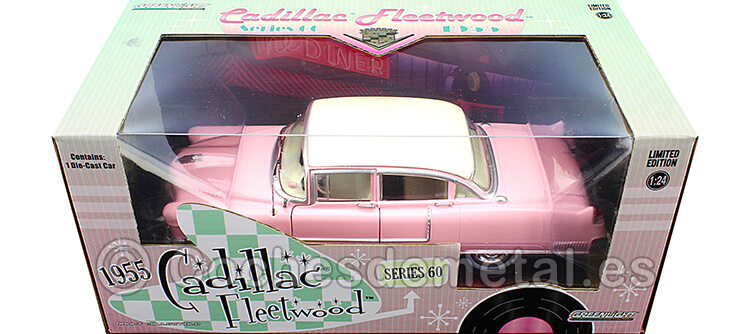 1955 Cadillac Fleetwood Series 60 Rosa/Beige 1:24 Greenlight 84098