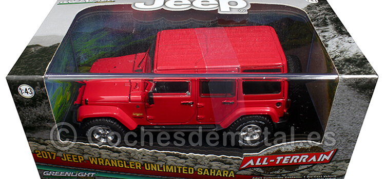 2017 Jeep Wrangler Unlimited Sahara Rojo 1:43 Greenlight 86177