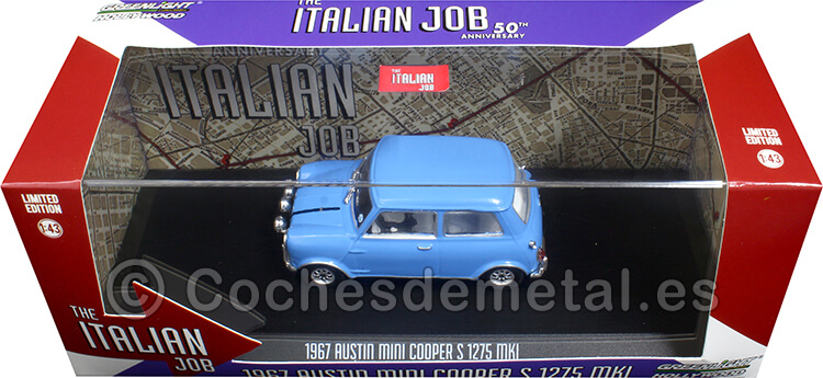 1967 Austin Mini Cooper S 1275 MK1 The Italian Job Azul 1:43 Greenlight 86549