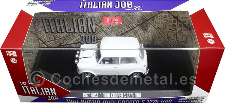 1967 Austin Mini Cooper S 1275 MK1 The Italian Job Blanco 1:43 Greenlight 86551