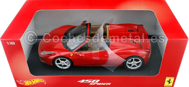 2011 Ferrari 458 Italia Spider Rojo 118 Hot Wheels X5527