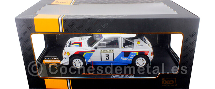 1986 Peugeot 205 T16 E2 Rallye 1000 Lakes Kankkunen/Piironen 1:24 IXO Models 24RAL005B