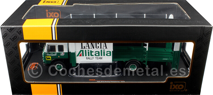 1976 Camión Portacoches Fiat 673 Racing Transporter Lancia Alitalia Team Verde/Blanco 1:43 IXO Models TRU038