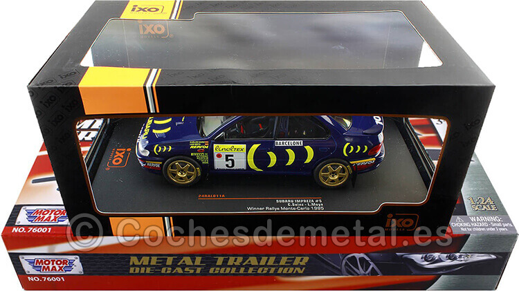 1995 Subaru Impreza 555 Nº5 Sainz/Moya Ganador Rallye Monte Carlo + Remolque 1:24 IXO Models RAL011A 76001