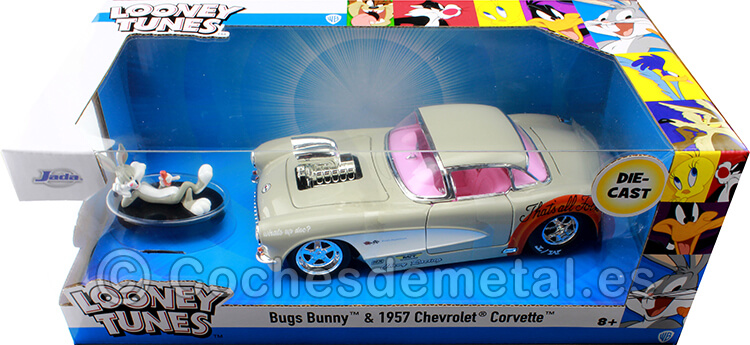 1957 Chevrolet Corvette + Figura Bugs Bunny Looney Tunes 1:24 Jada Toys 32390/253255041