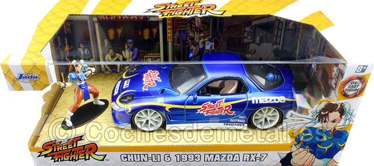 1993 Mazda RX-7 + Figura Chun-Li Streetfighter Azul 1:24 Jada Toys 30838 253255062