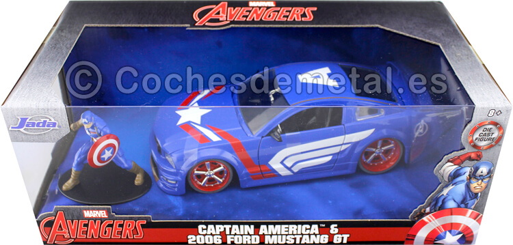 2006 Ford Mustang GT + Figura Capitan America 1:24 Jada Toys 31187